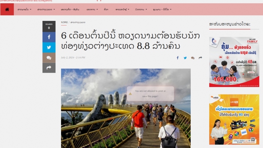 Lao newspaper hails Vietnamese tourism growth rate